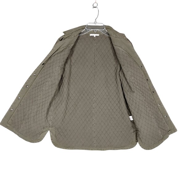 Willow & Clay Military Quilted Jacket Size Medium Green Beaded Arm Patches - Picture 3 of 9